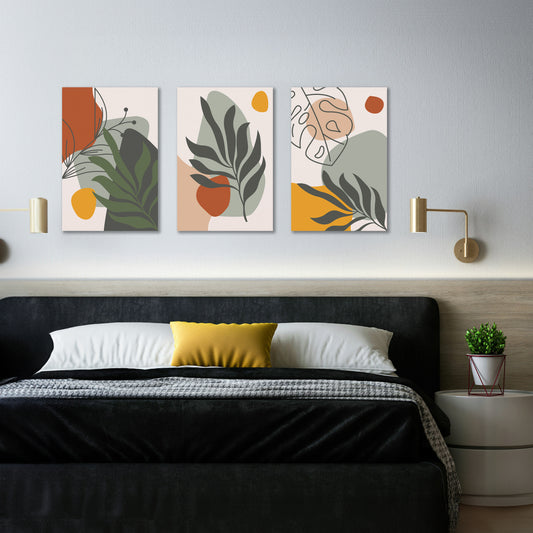 Set of 3 Boho Floral Plants Wall Art