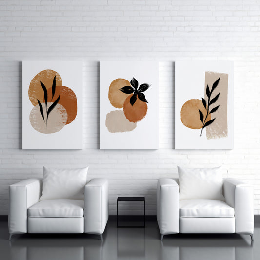 Set of 3 Abstract Floral Wall Art