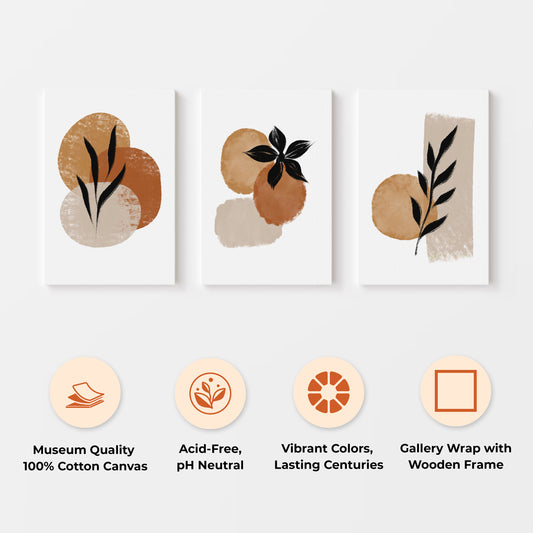 Set of 3 Abstract Floral Wall Art